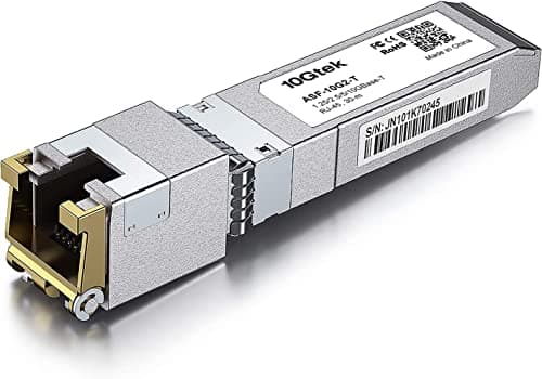 10Gtek 1.25/2.5/5/10GBase-T SFP+ RJ-45 CAT.6a Cuivre Transceiver 30-meter, Auto-Negotiation SFP+ Ethernet Module, Compatible pour Cisco, Ubiquiti UniFi, Mikrotik, Netgear, D-Link, Open Switch
