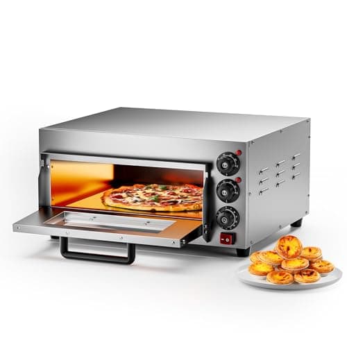 Wiltec Four à Pizza électrique 2000 W – 570 x 560 x 280 mm – avec Pierre réfractaire alimentaire en cordiérite – Matériel de gastronomie cuisine, Appareil cuisson