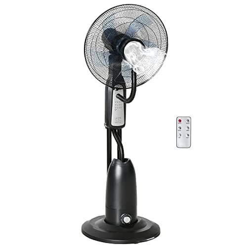 HOMCOM Ventilateur brumisateur sur roulettes 90 W télécommande - minuterie 3 modes 3 vitesses oscillant, inclinable silencieux - gris noir