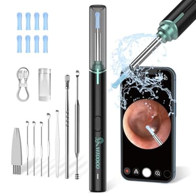 VITCOCO Otoscope Oreille 1920P HD Camera IP67 étanche Nettoyage Oreille Portable avec 6 LED Nettoyeur Oreille Adapté aux Smartphones et Tablettes IOS et Android (Noir)