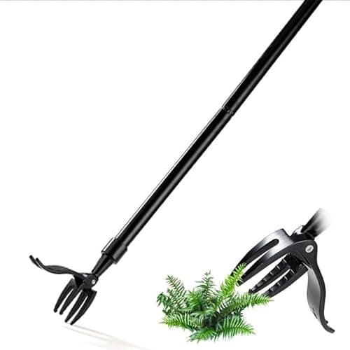 Mounteps Désherbeur Manuel sur Pied Griffe de désherbage Déracineur de Gazon Outils de Jardinage (Noir-avec Tige métallique)
