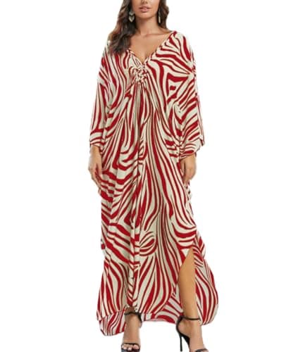 ZaisuiFun Caftan Femme Robe Plage Grande Taille Longue Kaftan Maxi Ete Djellaba Boubou Cache Maillot Bain Tunique Bohème Boho Cover Up