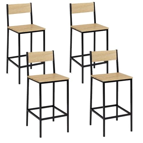 IDMarket - Lot de 4 tabourets de Bar Detroit avec Dossier Chaise de Cuisine Design Industriel