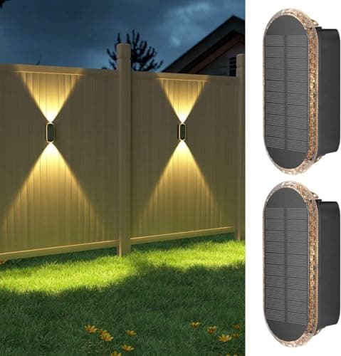 ELLASAY Lampe Solaire Exterieur Applique: Lot De 2 Up and Down LED lumiere Murale Jardin 1200mAh - IP65 Étanche Avec 3000K/4000K/6500K - Éclairage Puissant Pour Clôture Patio Terrasse