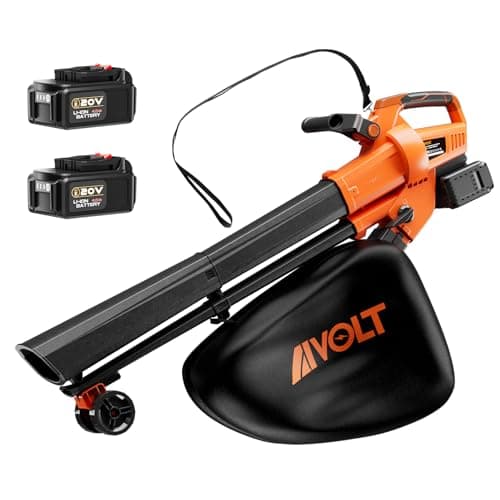 AIVOLT Souffleur de Feuilles sans Fil 3 en 1 Aspirateur Broyeur de Feuilles Mortes avec 2 x 20V 4.0Ah Batterie, Bandoulière, Sac de 40L et 2 Chargeurs pour Jardin Extérieur