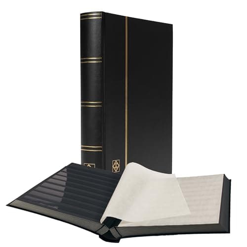 Leuchtturm 321487 Album de Collection de Timbres - Livre à insérer Basic - 64 Pages DIN A4 Noires - Non illustré, Noir