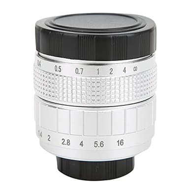 Qukaim Objectif 50 mm F1.4 C, objectif de mise au point fixe manuel avec bague d'adaptation pour appareils photo Canon Mirrorl, grande ouverture, argent