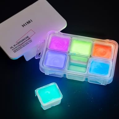 HIMI Gouache Paints Lot de 6 peintures brillantes dans le noir - 23 ml - Non toxique - Pour toile et papier - Fournitures d'art pour les professionnels