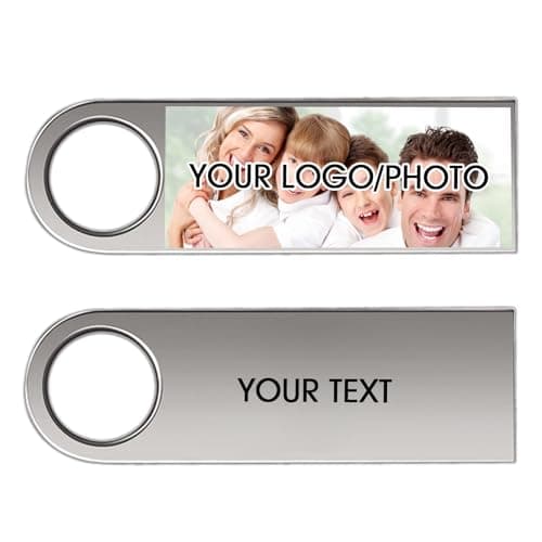 Clé USB Personnalisée, Clé Mémoire Personalisée avec Photo et Texte, Clé USB en Boîtier Métal avec Design à Rotule, Protection par Mot de Passe (A, 32, GB)