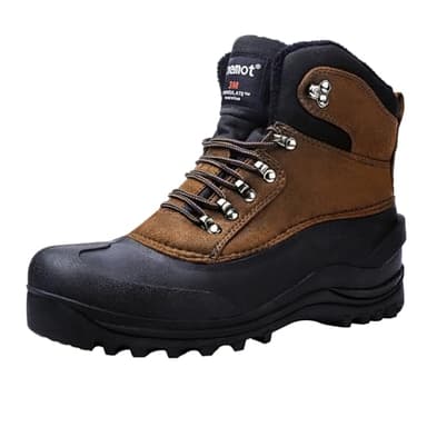 riemot Bottes de Neige Homme et Femme, Bottes de Randonnée Hiver Neige Imperméable y Antidérapant Chaussures de Trekking Outdoor Confortable Chaudes Boots de Marche, Homme Marron EU 43