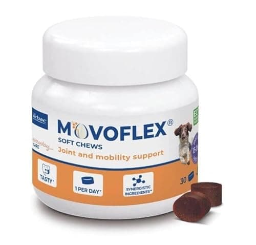 Movoflex Soft Chews | 30 pièces | Pour chiens de 15 kg à 35 kg | Complément alimentaire pour le soutien de la santé articulaire | Pour le maintien des structures articulaires | Avec acide hyaluronique