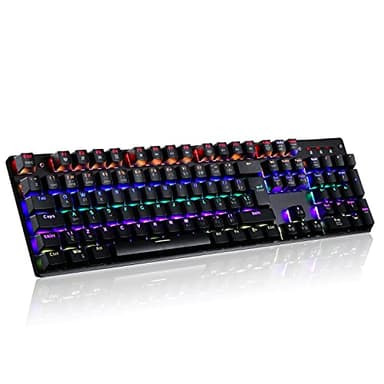 TEAM WOLF Teamwolf Clavier de Jeu Mécanique AZERTY FR Commutateurs Bleus 105 Touches Complètes Rétroéclairage RVB Anti-Fantôme Claviers Professionnels
