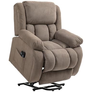 HOMCOM Fauteuil releveur électrique Fauteuil Relax électrique avec Fonction Massage et Chauffage avec Repose-Pied, Dossier inclinable, télécommande, Port USB, Poche latérale, Marron