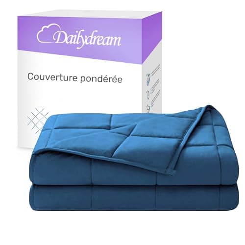 Dailydream Couverture lestée thérapeutique en Coton, 7kg pour Adulte, 155x200 cm, Bleu
