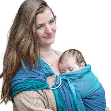 Hoppediz Ring-Sling, Porte-bébé pour les Nouveau-nés et Bébés, Écharpe de portage avec deux anneaux en aluminium, 0-36 mois, 3-20 kg, Bilbao