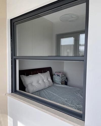 Fenêtre Coulissante Fenêtres à Double Vitrage pour Chambre à Coucher - Cadre en Aluminium, Grande Petite Fenêtre à Battants Verticaux en Verre Trempé, Fenêtre Extérieure Verrouillable pour Poulailler(