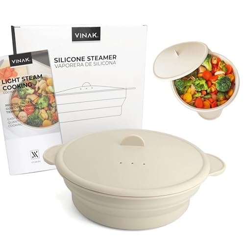 VINAK Cuiseur vapeur en silicone pour micro-ondes et four | Étui à vapeur pliable de 1200 ml. Papillote en silicone | Cuisinez à la vapeur rapidement et sainement, facile à nettoyer au lave-vaisselle