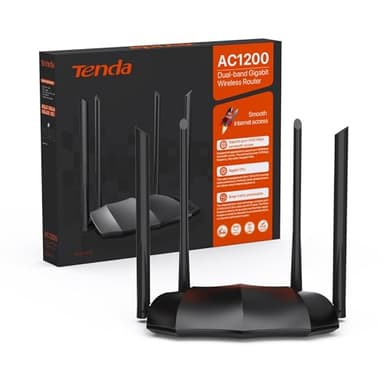 Tenda AC8 AC1200 WiFi Router - Wireless Router, Dual Band 5GHz/2.4GHz, 3 Gigabit WAN/LAN Ports, 4x6dBi Antennas, Repeater Access Point Mode, Beamforming, MU-MIMO, APP Control, IPv6, WPS