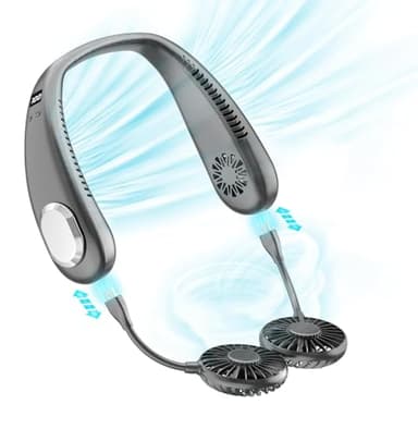 testyu Ventilateur de Cou Silencieux avec Refroidissement USB, 9000 mAh, portable, rechargeable, avec 2 ventilateurs USB amovibles
