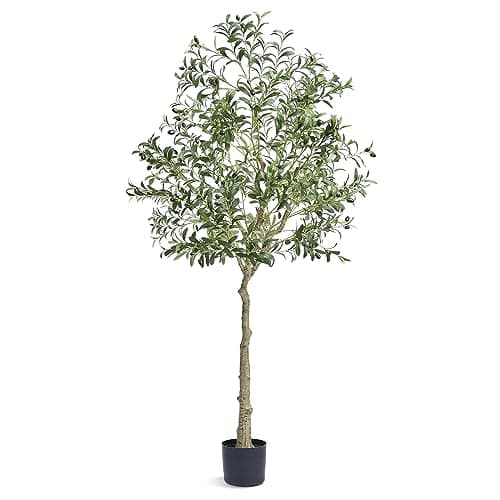VEVOR Arbre Artificiel 179 cm Plante Artificielle PE Haut Olivier Faux Arbre Vert avec Pot 170x145 mm Décoration de Style Fausse Plante pour Maison Bureau Hôtel Centres Commerciaux Intérieur Extérieur