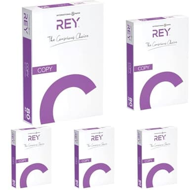 REY® COPY, papier reprographique, blanc, 80g, A4, PEFC™, ramette de 500 feuilles (Lot de 5)