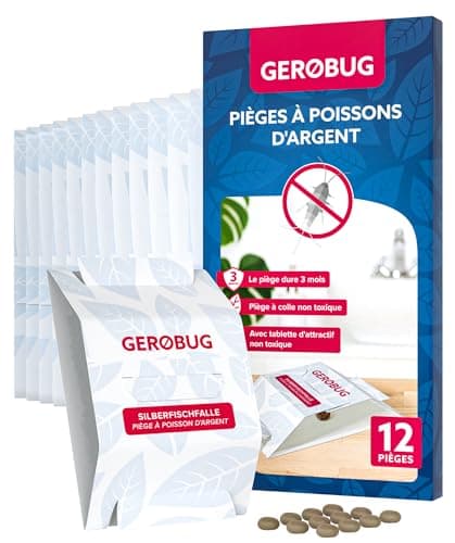 Gerobug Piège à Poissons d'argent 12 pièces - Piège à Colle avec appât Non Toxique pour contrôler l'infestation dans Toutes Les pièces de la Maison