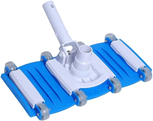 Nettoyeur de Piscine, Tête de Brosse pour Aspirateur de Piscine de 14" avec Roues, Tête D'aspiration de Piscine Flexible Pondérée avec Manche de Poteau pour Piscine Enterrée par Poweka
