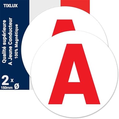 Tixlux A Jeune Conducteur Magnétique, 2PCS Disque A Jeune Conducteur Auto, A Apposer sur Le véhicule, Disque Magnétique, Ø 15cm