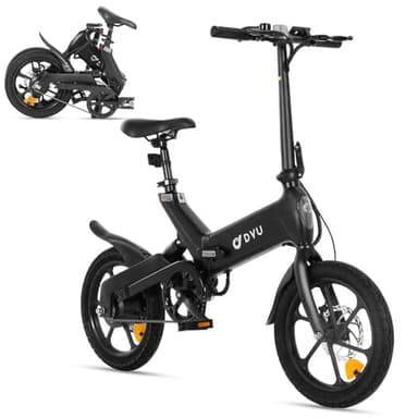 DYU A16 Velo Electrique,16 Pouces vélo électrique Alliage De Magnésium, Batterie Amovible 36 V 10 Ah, Pliable Ebike autonomie jusqu'à 40-70km, écran LCD，Système Amortissement, pour Homme/Manquer