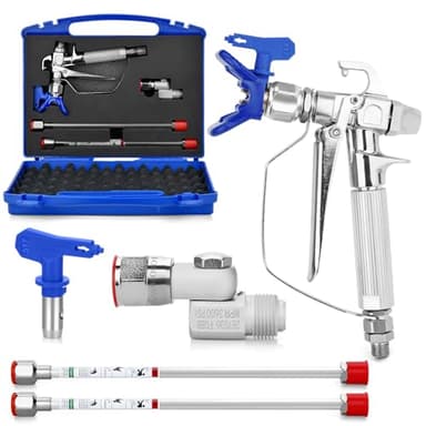 Kit de Pistolet a Peinture Airless de 7 Pièces,avec 517 Buse de Pulvérisation Airless, Buse Siège, 2 Airless Peinture Pistolet Tige De Rallonge 30 CM et Joints Rotatifs et la Boîte