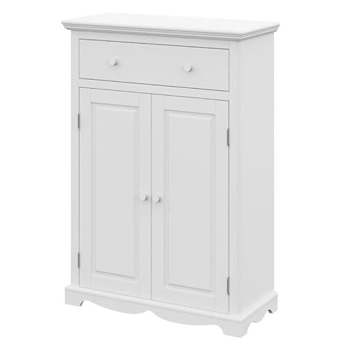 Beaux Meubles Pas Chers Buffet Le Parisien Charme Blanc 2 Portes 1 Tiroir 2 Tablettes 94 x 134 x 42 cm