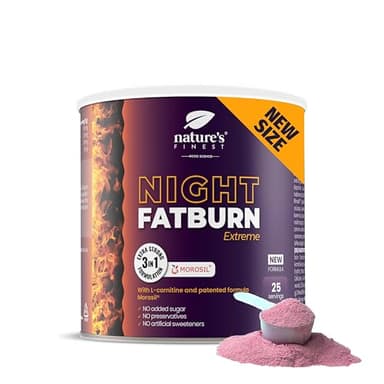 Nature's Finest by Nutrisslim Night Fatburn - Brûleur De Graisse Extrême (125 g) Avec Morosil (400 Mg) Pour La Perte De Poids, L-Carnitine Et Extrait De Vin Rouge - Valériane Pour Le Sommeil