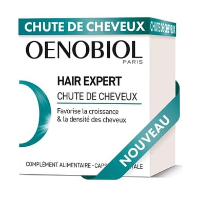 OENOBIOL HAIR EXPERT Chute de Cheveux - Nouvelle formule concentrée - Chute de cheveux- Favorise la croissance - Préserve la densité des cheveux - Complément alimentaire 60 capsules - Programme 1 mois