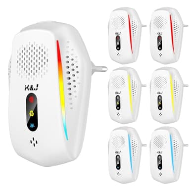 Lot de 6 Antiparasitaires Intérieur, Ultrason Souris et Rats, Repulsif Souris, 3 Modes de Fonctionnement, Lutte antiparasitaire Efficace pour Les rongeurs, Moustique, Araignée, Cafard, Mouch (Blanc)