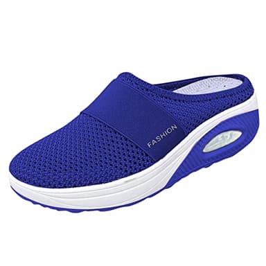 Chaussons Orthopédiques pour Femmes Chaussures Orthopédiques à Enfiler Pantoufles Antidérapants avec Support d'air en Maille Confort Claquettes Respirantes pour Maison, Jardin, Piscine, Plage