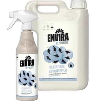 Envira Spray Contre Les Poissons d'argent - Anti-Poisson d'argent à Effet Longue durée - Inodore & à Base d'eau - 2L + 500 ML