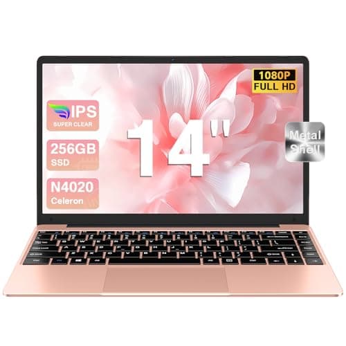 bvate Ordinateur Portable 14 Pouces 256 Go Win 11 N4020 Support Expansion 1 to SSD 1080P 2.4G+5G WiFi Mini HDMI & Souris sans Fil et Un Film de Clavier AZERTY pour Clavier - Or Rose