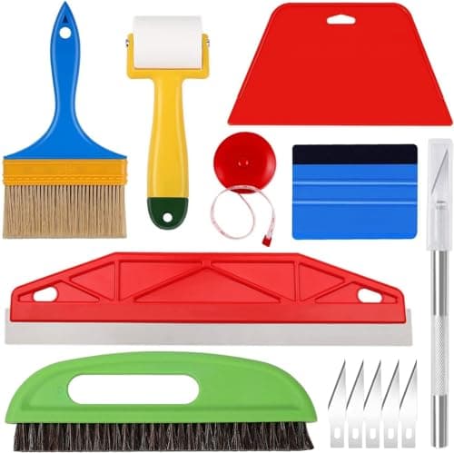 MUSLONG Outils de lissage de papier peint, kit d'outils professionnels pour papier peint avec lisseur de raclette, rouleau de couture, brosse à papier peint pour contact adhésif, papier, film de