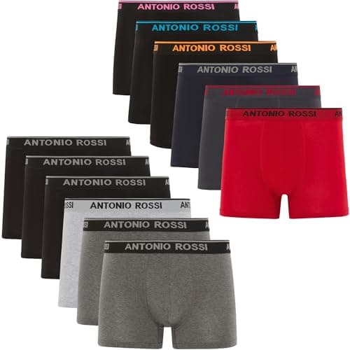 ANTONIO ROSSI (lot de 12) boxers ajustés pour hommes - Boxers pour hommes avec ceinture élastique