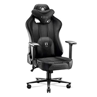 Diablo Fauteuil Gaming Tissu X-Player 2.0 - Chaise Gamer avec Accoudoirs 3D - Coussin Cervical/Lombaire Fonction Basculement - Chaise Bureau Gaming 160 kg - Chaise Gaming Ergonomique - King (XL)
