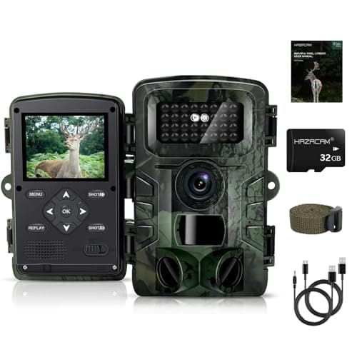 HAZACAM Caméra de Chasse Vision Nocturne, 1080P HD Infrarouge Camera Animaux Piege Photographique LCD Camera de Chasse Nocturne Camera Exterieur Étanche No Glow Invisible Caméra Surveillance