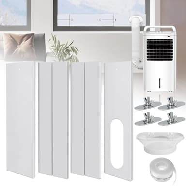 TGKYK 4PCS Kit Calfeutrage Climatiseur Mobile, Kit Fenêtre Climatiseur Mobile, 130mm Universel Joint de Fenêtre Climatisation, Joint de Porte Fenêtre Climatisation pour Fenêtre de 43 à 140 cm