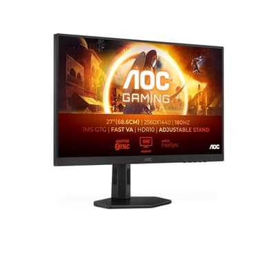 AOC Gaming Q27G4XD - Moniteur QHD 27 Pouces, 180 Hz, 1 ms GTG, Fast IPS, FreeSync Prem, G-Sync comp, HDR400, réglable en Hauteur (2560x1420, HDMI 2.0, DisplyPort 1.4, Hub USB)