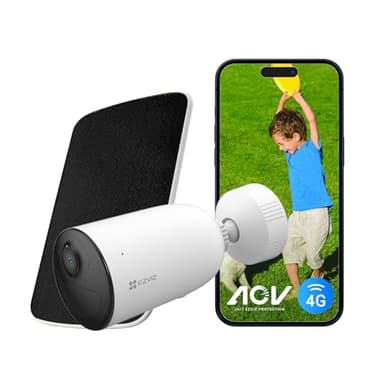 EZVIZ Caméra Surveillance Extérieure sans Fil avec Panneau Solaire 5W, 2K AOV, Détection de Forme Humain/Véhicule, Vision Nocturne Couleur, Audio Bidirectionnel, Défense Active, IP66, CB3 4G Kit