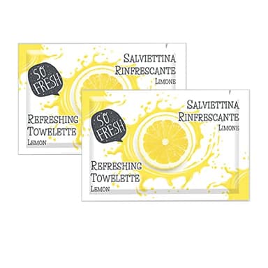 MAQA 50pcs Lingettes désinfectantes jetables 12,5x19 cm, Lingettes humides rafraîchissantes au citron emballées individuellement