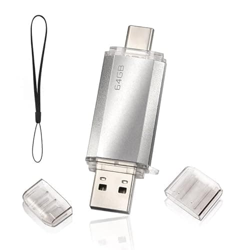 Clé USB 64Go 2.0 2 en 1 Rapide, OTG Clé USB C 2 en 1 Type C USB 2.0 en Métal, Pen Drive 64GB Flash Drive 64GB pour PC/Smartphones/MacBook Pro(Argent)