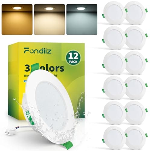 Fondiiz Lot de 12 Spot LED Encastrable 6W, 220V Spots de Plafond Extra Plat Blanc Chaud 2700K Blanc Neutre 4000K Blanc Froid 6000K Réglable, Spot Salle de Bain IP44 pour Salon Cuisine, Rond