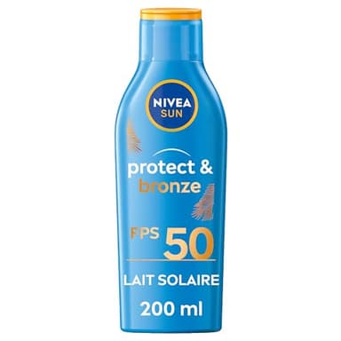 NIVEA SUN Lait solaire activateur de bronzage Protect & Bronze FPS 50 (1 x 200ml), crème solaire avec protection UVA/UVB pour un hâle naturellement bronzé