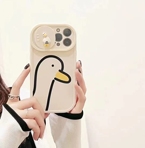 JiuWang Coque pour iPhone 13 Pro Max avec Protection Caméra, Etui Housse iPhone 13ProMax Case Design Original Motif Canard 3D Cute Kawaii pour Femme Fille