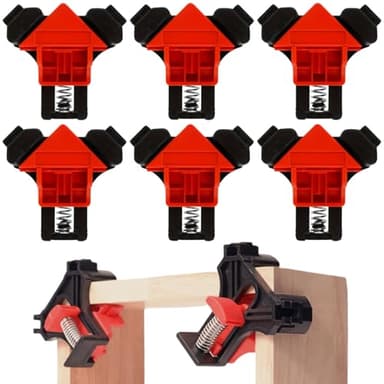 Presses D'angles,6pcs Serre Joint,Serre Joint d'angle,Pinces à Angle Droit Presses d'angles,Serre Joint Menuisier,Réglable pour Bois, Métal,Travail Manuel
